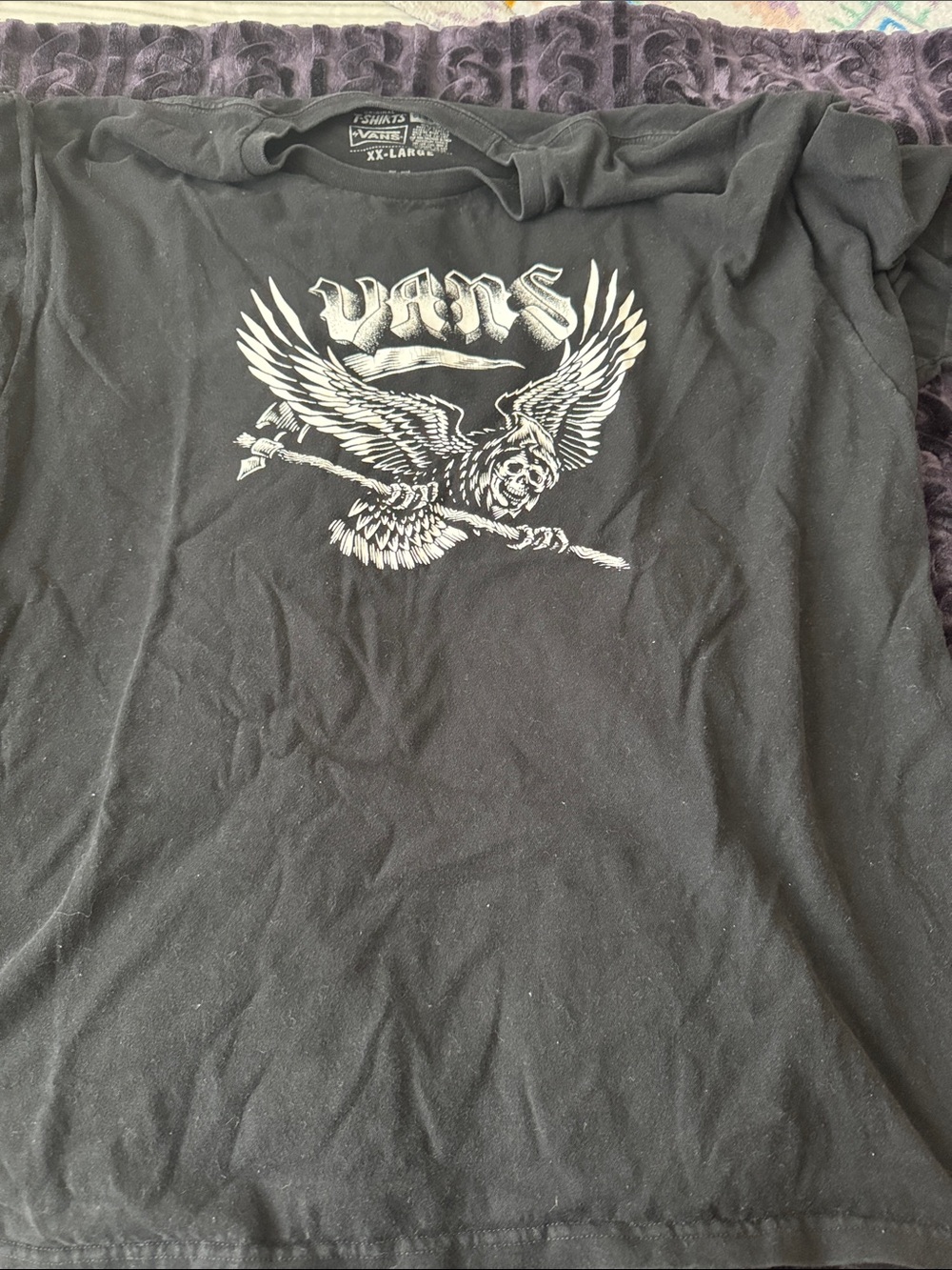 Vans Black Short-Sleeve Tee with White Eagle Graphic